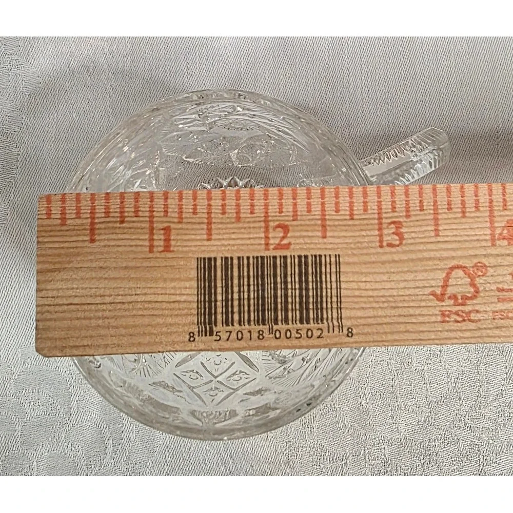 Vintage Pressed Glass Punch Cups Set of 2 Diamond Starburst Pattern Clear Glass